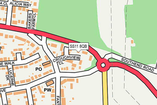 SS11 8QB map - OS OpenMap – Local (Ordnance Survey)