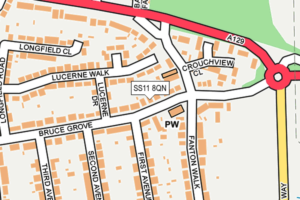 SS11 8QN map - OS OpenMap – Local (Ordnance Survey)