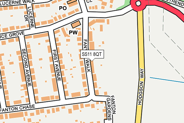 SS11 8QT map - OS OpenMap – Local (Ordnance Survey)