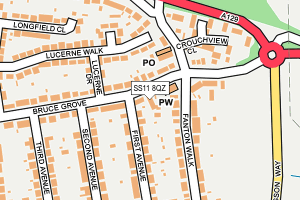 SS11 8QZ map - OS OpenMap – Local (Ordnance Survey)