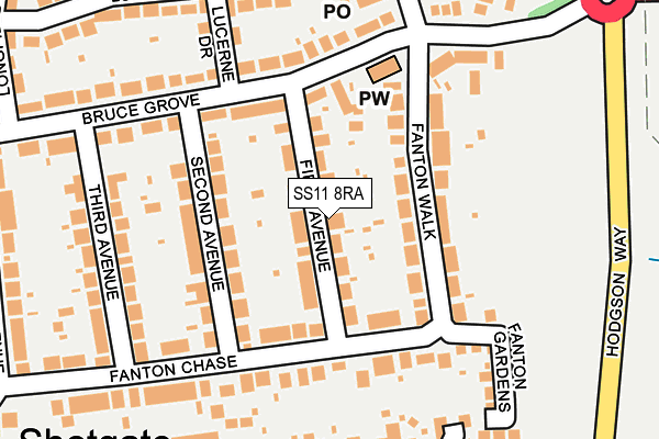 SS11 8RA map - OS OpenMap – Local (Ordnance Survey)