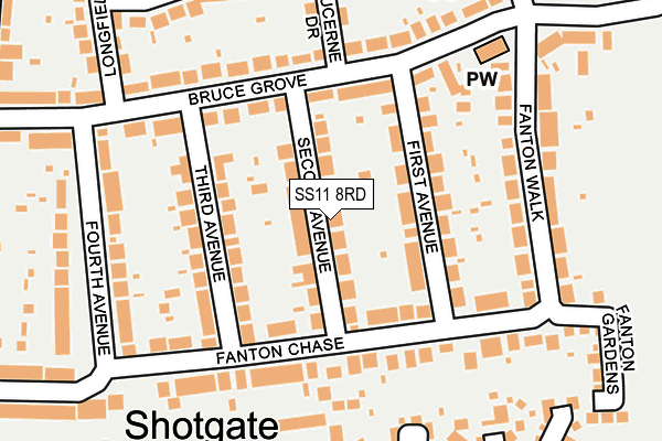 SS11 8RD map - OS OpenMap – Local (Ordnance Survey)