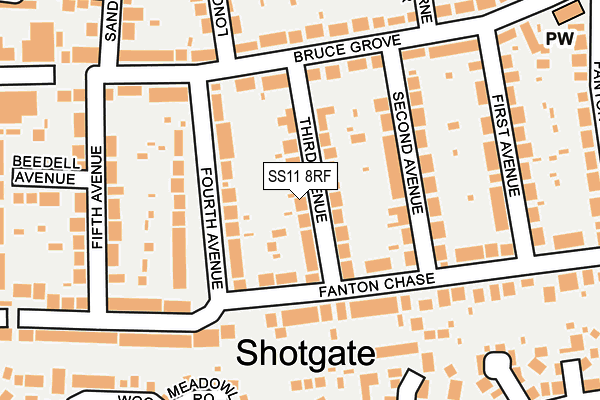 SS11 8RF map - OS OpenMap – Local (Ordnance Survey)