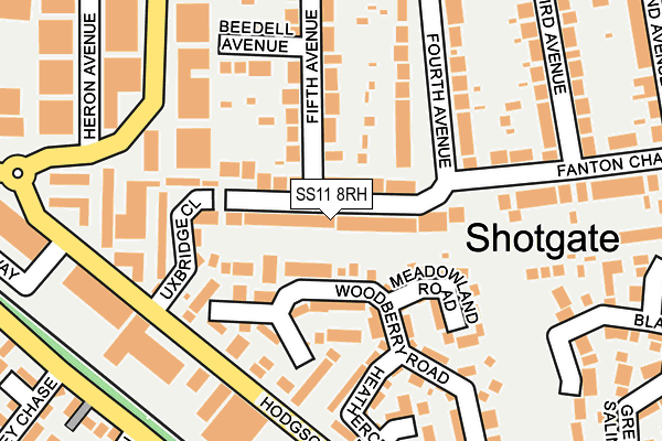 SS11 8RH map - OS OpenMap – Local (Ordnance Survey)