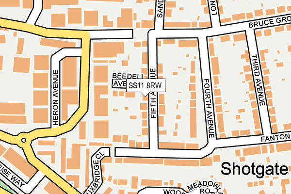 SS11 8RW map - OS OpenMap – Local (Ordnance Survey)