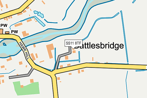 SS11 8TF map - OS OpenMap – Local (Ordnance Survey)