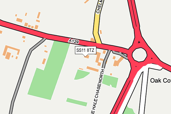 SS11 8TZ map - OS OpenMap – Local (Ordnance Survey)