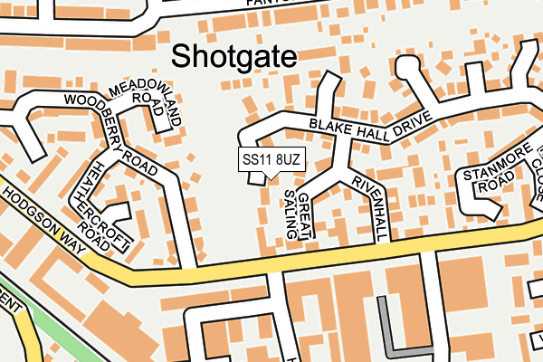 SS11 8UZ map - OS OpenMap – Local (Ordnance Survey)