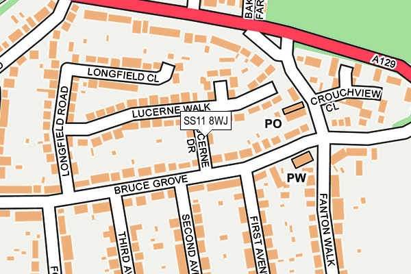 SS11 8WJ map - OS OpenMap – Local (Ordnance Survey)