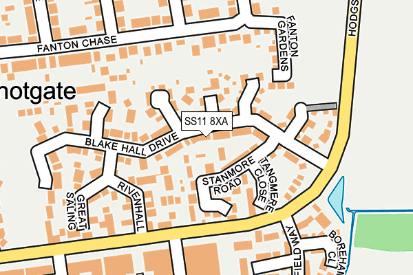 SS11 8XA map - OS OpenMap – Local (Ordnance Survey)