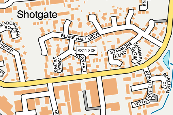 SS11 8XF map - OS OpenMap – Local (Ordnance Survey)