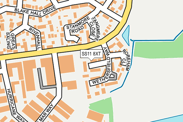 SS11 8XT map - OS OpenMap – Local (Ordnance Survey)