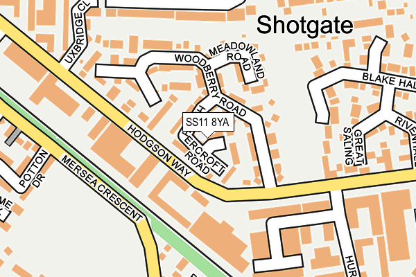 SS11 8YA map - OS OpenMap – Local (Ordnance Survey)