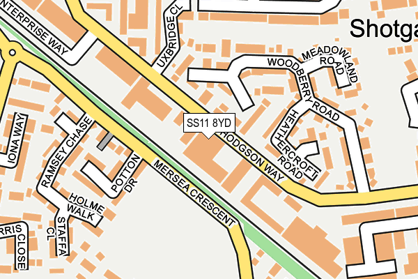 SS11 8YD map - OS OpenMap – Local (Ordnance Survey)