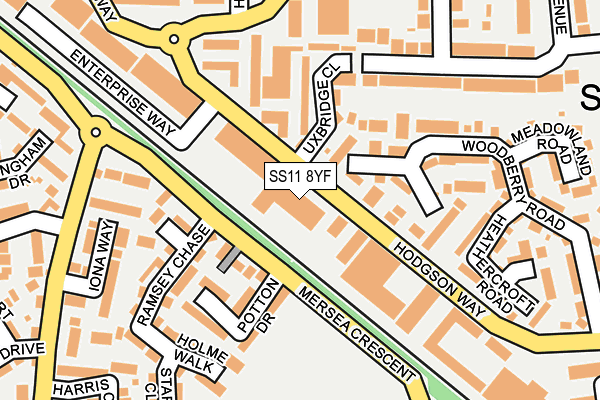 SS11 8YF map - OS OpenMap – Local (Ordnance Survey)