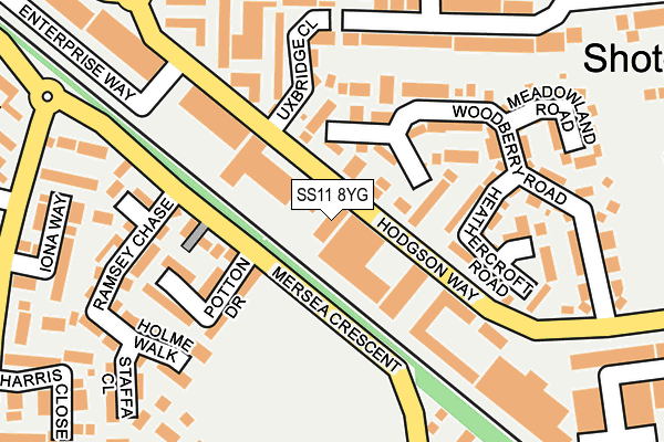 SS11 8YG map - OS OpenMap – Local (Ordnance Survey)
