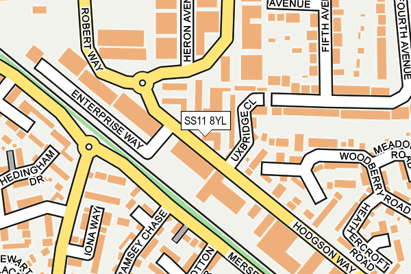 SS11 8YL map - OS OpenMap – Local (Ordnance Survey)