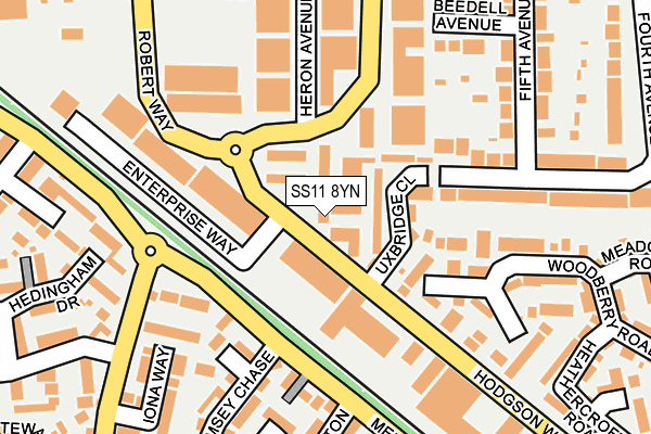 SS11 8YN map - OS OpenMap – Local (Ordnance Survey)