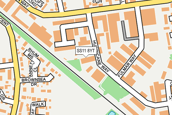 SS11 8YT map - OS OpenMap – Local (Ordnance Survey)
