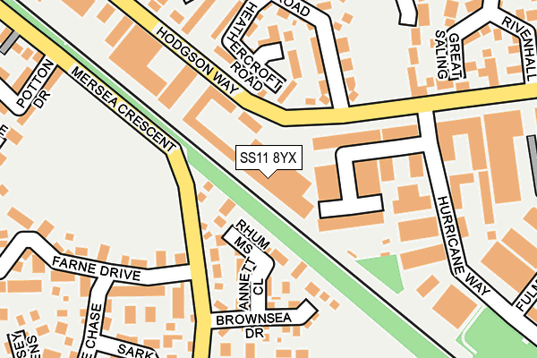 SS11 8YX map - OS OpenMap – Local (Ordnance Survey)