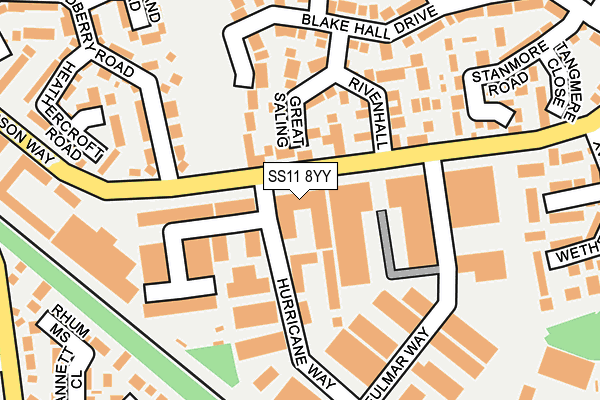SS11 8YY map - OS OpenMap – Local (Ordnance Survey)