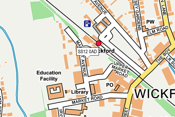 SS12 0AD map - OS OpenMap – Local (Ordnance Survey)