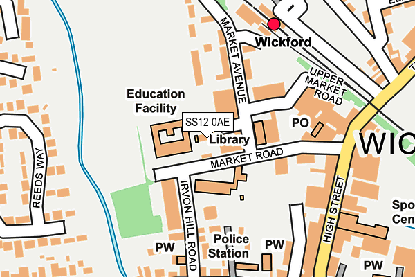 SS12 0AE map - OS OpenMap – Local (Ordnance Survey)