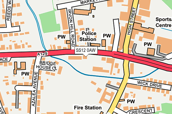 SS12 0AW map - OS OpenMap – Local (Ordnance Survey)