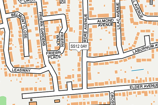 SS12 0AY map - OS OpenMap – Local (Ordnance Survey)