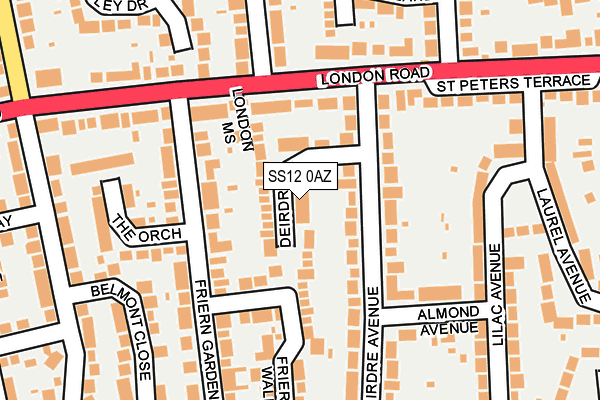 SS12 0AZ map - OS OpenMap – Local (Ordnance Survey)