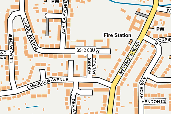 SS12 0BU map - OS OpenMap – Local (Ordnance Survey)