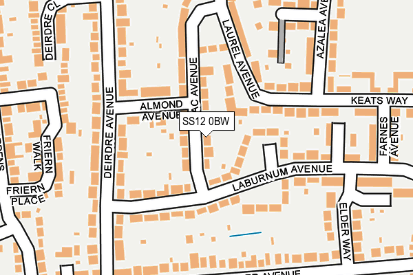 SS12 0BW map - OS OpenMap – Local (Ordnance Survey)