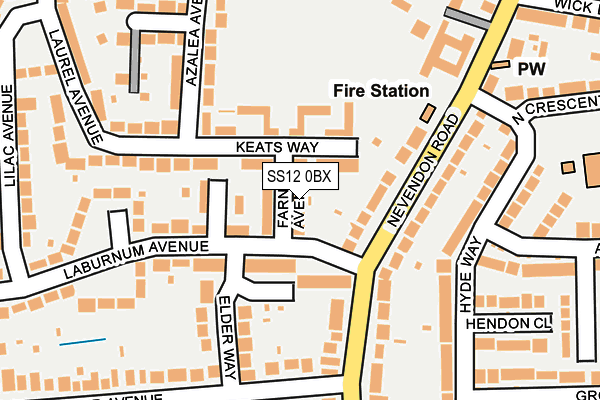 SS12 0BX map - OS OpenMap – Local (Ordnance Survey)