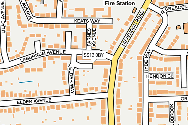 SS12 0BY map - OS OpenMap – Local (Ordnance Survey)