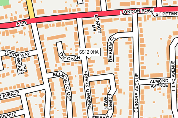 SS12 0HA map - OS OpenMap – Local (Ordnance Survey)