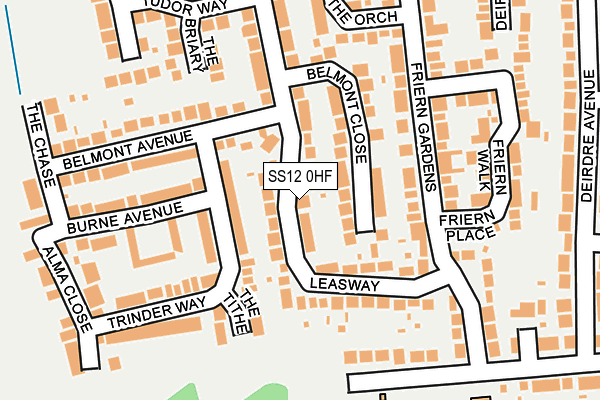 SS12 0HF map - OS OpenMap – Local (Ordnance Survey)