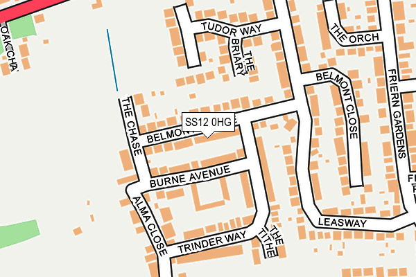 SS12 0HG map - OS OpenMap – Local (Ordnance Survey)