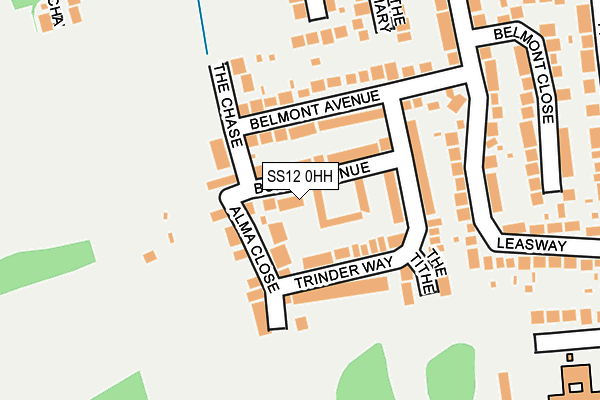 SS12 0HH map - OS OpenMap – Local (Ordnance Survey)