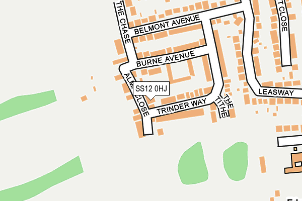 SS12 0HJ map - OS OpenMap – Local (Ordnance Survey)