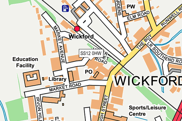 SS12 0HW map - OS OpenMap – Local (Ordnance Survey)