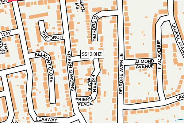 SS12 0HZ map - OS OpenMap – Local (Ordnance Survey)