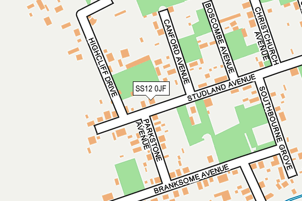 SS12 0JF map - OS OpenMap – Local (Ordnance Survey)