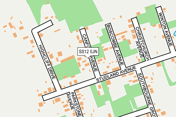 SS12 0JN map - OS OpenMap – Local (Ordnance Survey)