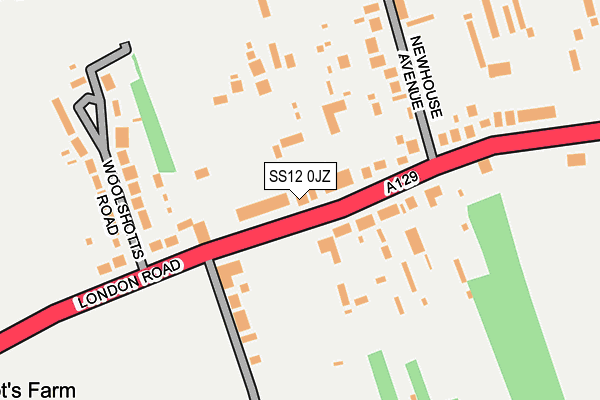 SS12 0JZ map - OS OpenMap – Local (Ordnance Survey)