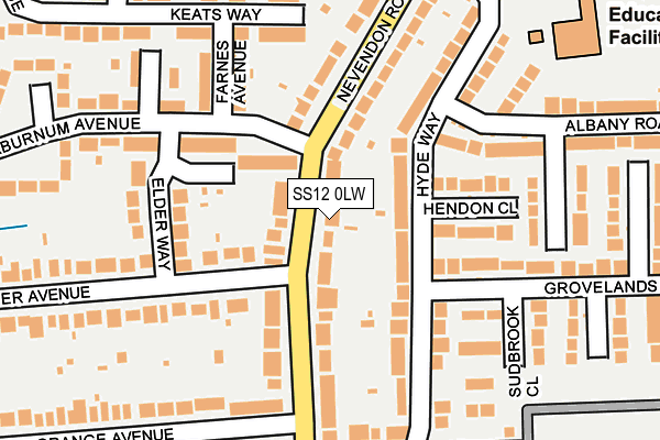 SS12 0LW map - OS OpenMap – Local (Ordnance Survey)