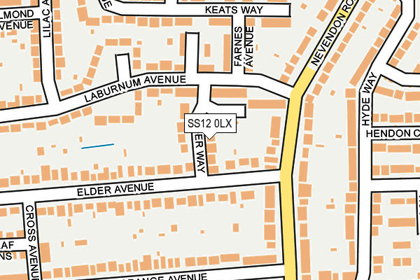 SS12 0LX map - OS OpenMap – Local (Ordnance Survey)