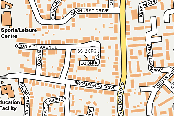 SS12 0PG map - OS OpenMap – Local (Ordnance Survey)