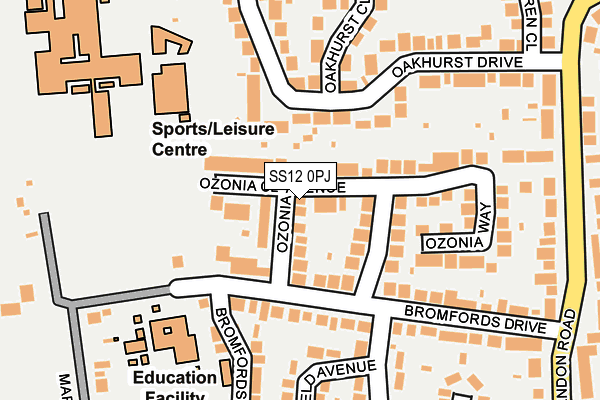 SS12 0PJ map - OS OpenMap – Local (Ordnance Survey)