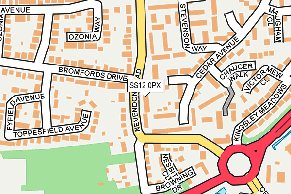 SS12 0PX map - OS OpenMap – Local (Ordnance Survey)