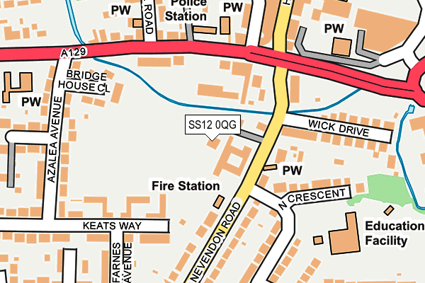 SS12 0QG map - OS OpenMap – Local (Ordnance Survey)